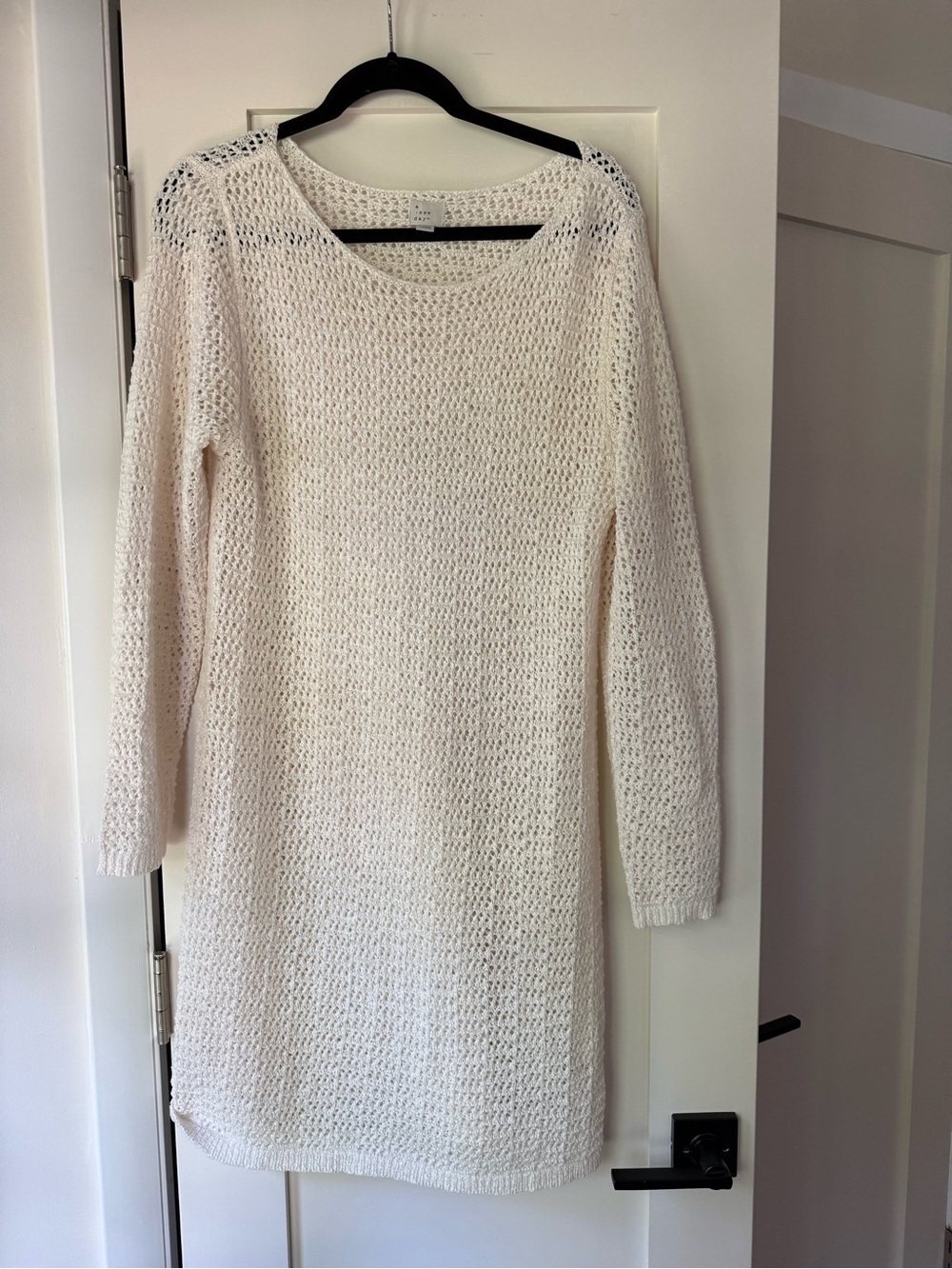 A New Day Cream Open-Knit Long-Sleeve cover up dress